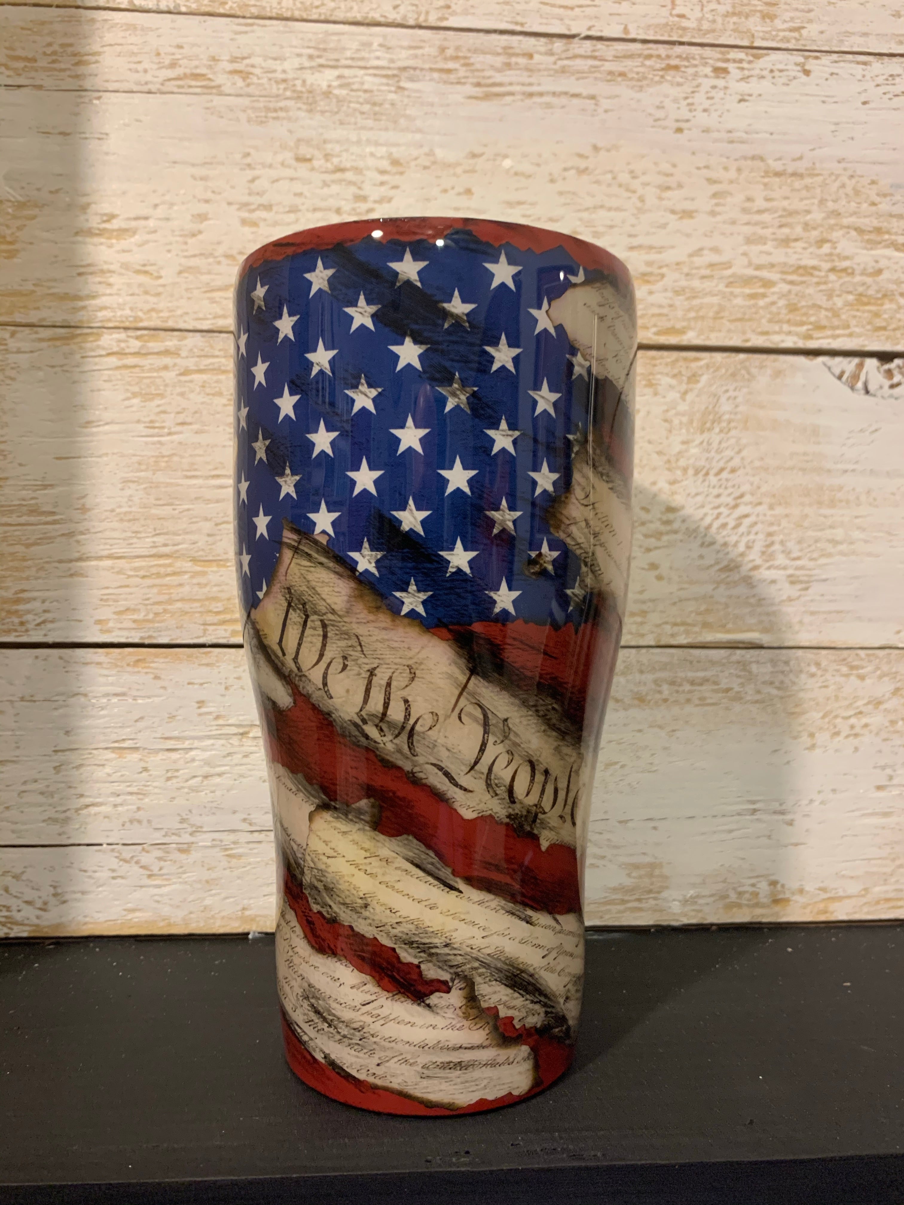 Personalized Flag Tumbler with Dedication